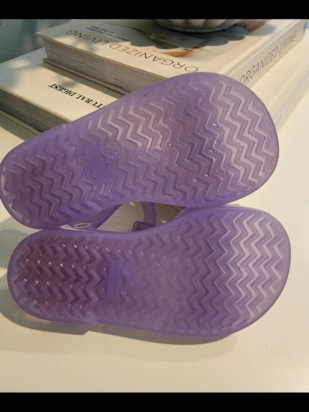 Old Navy Purple Jelly Sandals with Rainbow & Glitter Stars